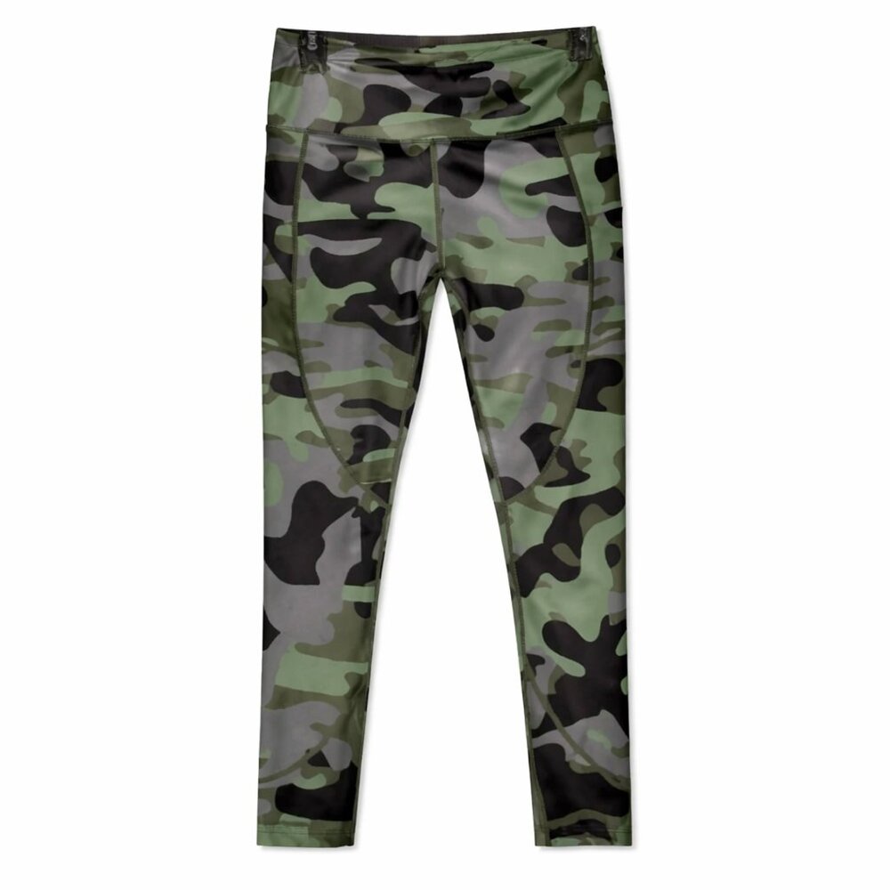 ZYIA Active Green Camo High-Rise Leggings 6–8 | Stretch Performance Athleisure